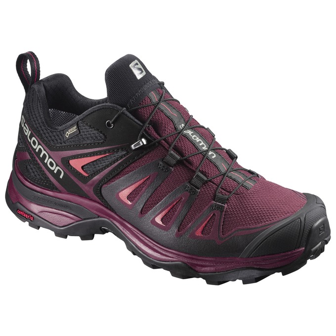 Chaussures De Randonnée Salomon Femme Bordeaux / Noir - Salomon X ULTRA 3 GTX® W - France (4857-LBXF